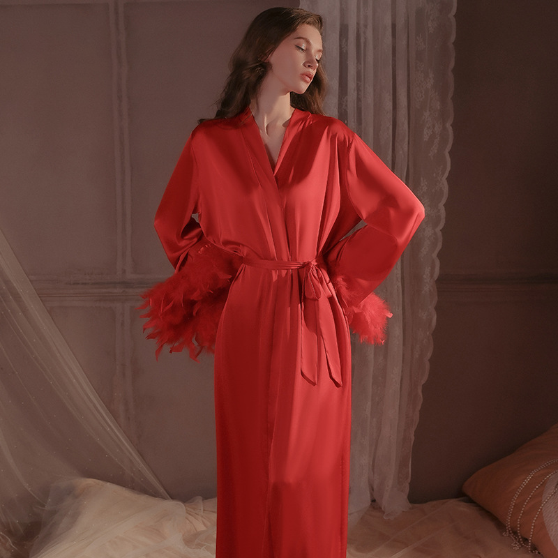 Women's light luxury pajamas and robe two-piece set Universal size