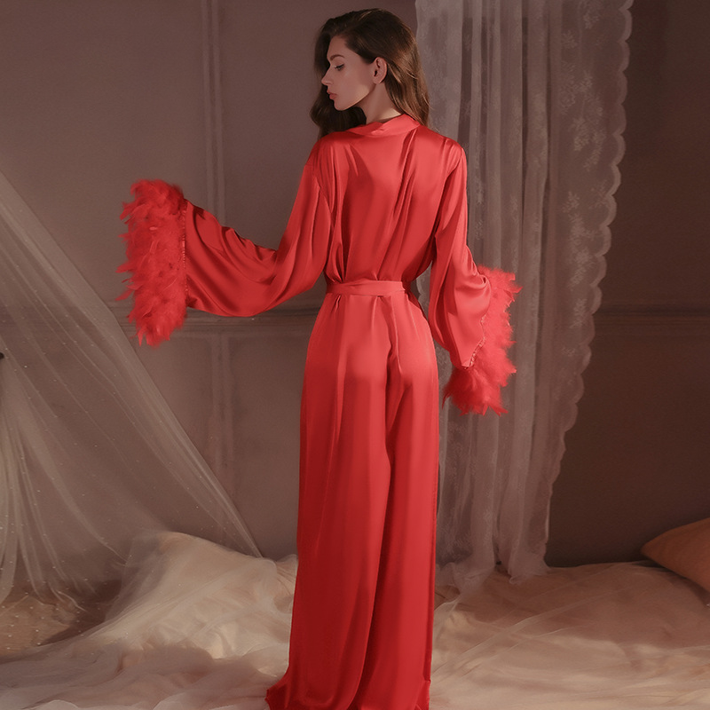 Women's light luxury pajamas and robe two-piece set Universal size